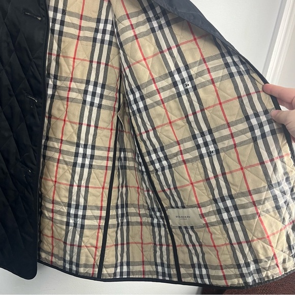 BURBERRY London QUILTED JACKET WOMENS Small BLACK Button Nova Double Breast - Picture 8 of 16